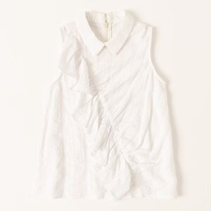 KidPik- Asymmetrical Ruffle Top White Sleeveless